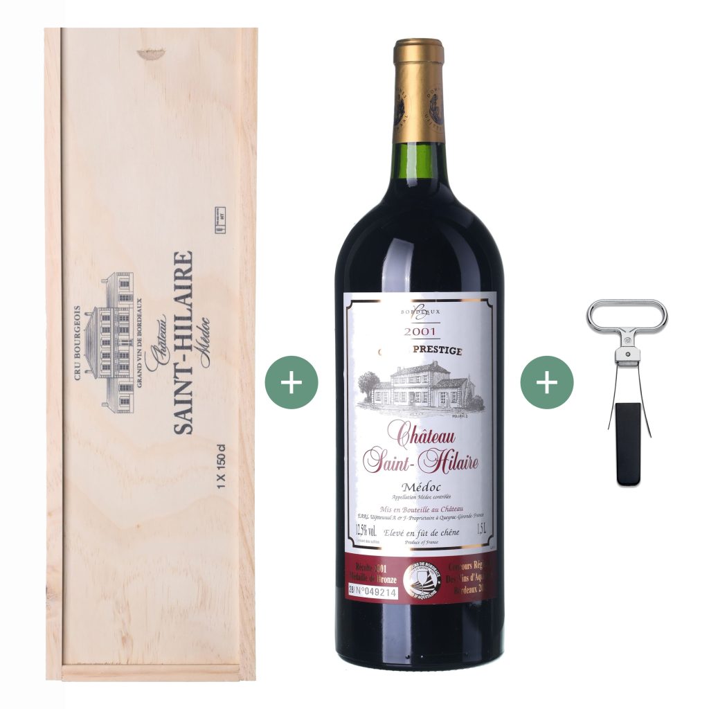 2001 Médoc Château Saint-Hilaire Magnum objem 1,5 lt (+kazeta a otvárač)